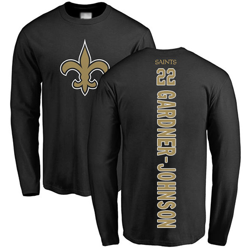Men New Orleans Saints Black Chauncey Gardner Johnson Backer NFL Football #22 Long Sleeve T Shirt->nfl t-shirts->Sports Accessory
